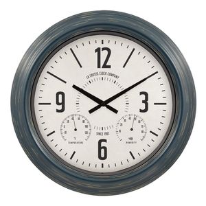 La Crosse Clock 18 Hamilton Intérieur Extérieur Bleu Analogique Quartz Analogique Métal Horloge, 433-3838