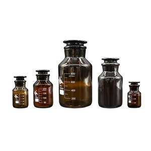 Suministros de laboratorio Botella de muestra de boca ancha de vidrio Boro3.3 de 60ml a 1000ml, tapón de molienda transparente marrón, tienda para reactivo/polvo/líquido
