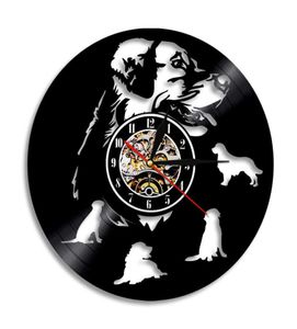 Labrador Golden Retriever Dog Record Wall Clock House Decoración de mascotas Lámpara de pared Hanging Watch Pug Animal Dog Lover Regalo X072612107733