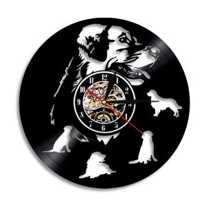 Labrador Golden Retriever chien disque vinyle horloge murale maison décoration pour animaux de compagnie lampe murale suspendue montre carlin Animal chien amant cadeau X0726293S