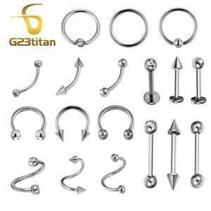 Labret Lip Piercing Bijoux 10PC Lot En Gros G23 Anneaux De Corps De Base Goujons D'oreille Sourcils Mamelon Nez Septum Général Bar Barbell 230906