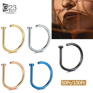 Labret Lip Piercing Jewelry 50pc100pc G23 Anillo de nariz D Shaped Fake Tragus Helix Stud Pendiente Aro Septum Nariz Cuerpo 230906