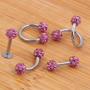 Labret Lip Piercing Jewelry Crystal Ball CZ gem 5 estilo Tragus Cartílago Helix Bar Ear Ring Studs ceja Herradura Nariz RIng Body 230802