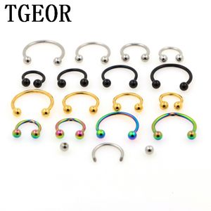 Labret Lip Piercing Bijoux en gros 100pcs 16G 18g Acier circulaire BARBELL plaqué COULEURS piercing fer à cheval anneau 230802