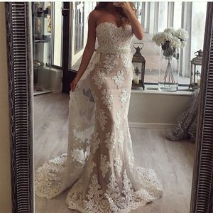 dentelle détachable jupe sirène robes de soirée 2018 ceinture perlée sexy chérie applique piste mode longue formelle robes de soirée de bal