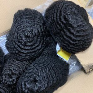 6mm Wave Afro Full Lace Toupee 8mm Mens Hair Hairpieces Parrucca maschile di ricambio per capelli umani vergini indiani per uomini neri Consegna espressa veloce