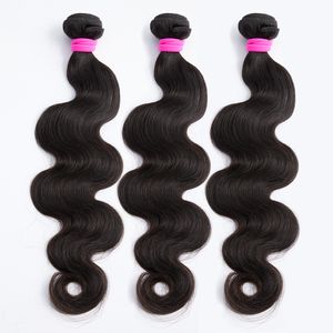 Paquetes de ondas corporales de encaje cabello Remy sin procesar 23 piezas Color Natural 100 tejido humano brasileño para mujeres 230214