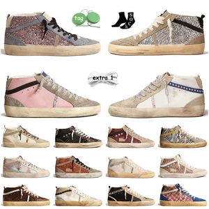 Luxury Designer Mid Star Chaussures Femmes Hommes Platform Sneakers Suede Leather pink silver glitter Gold Vintage Italy Brand Sports Trainers