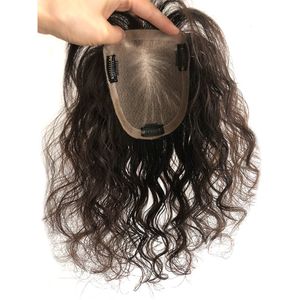 Pelucas de encaje AIMEYA Clip en base superior de seda para mujeres 15x16 cm Largo ondulado Virgin Human Hair Topper Pieza transpirable para adelgazar 230923