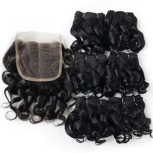 Pelucas de encaje Paquetes de cabello rizado con cierre Tejido brasileño 1B 27 30 99J Color Ombre 230807