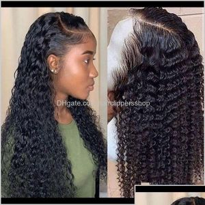 Pelucas de encaje Olas de agua Cabello humano Cabello humano para mujeres negras Bob Long Deep frontal brasileño húmedo y ondulado HD FLG99 ZCUOJ KY2AP Drop del Dhjek