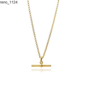 cordones China Al por mayor Minimalista Vermeil Collar T-Bar 18K Gold Acero inoxidable Collares de joyería de moda colgante popular para mujeres