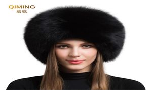 Mesdames 100 Real Fox Fur Hat Femmes Femmes Hiver Warm Luxury Ski Ski Head Warmmer Earmuff Y Mouton Swear Snow Snow Cap 2010191316075