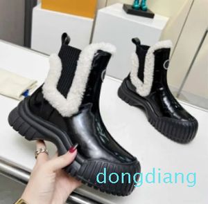 Botas De Tobillo Para Mujer Botas Cortas Con Suela De Plataforma Calcetín Negro De Cuero Tejido Cómodo Bota De Zapato De Media Pantorrilla De Moda Casual