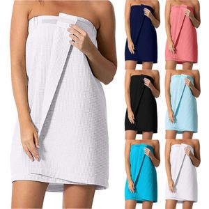 Serviette de bain pour femme, Waffle-Spa Body Wrap pour femme avec fermeture réglable Serviette textile pour la maison Femme Robes Bath Wearable Towel Dr 210611
