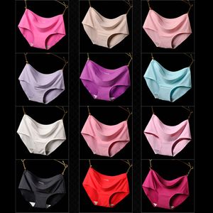 Bragas sin costuras de seda helada para mujer, ropa interior de cintura media para mujer, ropa interior transpirable, calzoncillos lisos, ropa interior, calzoncillos M L XL