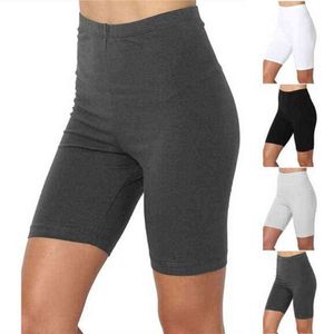 Señoras ejercicio al aire libre Plain Active Summer Ciclismo Shorts Stretch Basic Short Hot Solid Black Soft wear Shorts para mujeres mujer Y220417