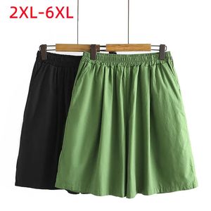 Mesdames Summer Plus Shorts pour femmes Large Loose Green Wide Leg 3xl 4xl 5xl 6xl 240420