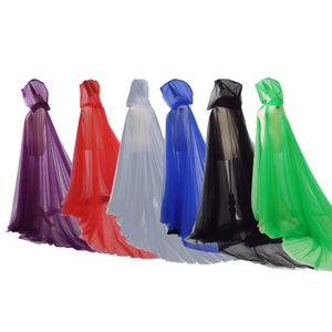 Femmes Cape Cape Tulle Capuche Pour Femmes Costume Médiéval Sorcière Fête Halloween Cosplay Étage Longueur