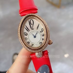 Lady Populaire Montres À Quartz Lunette En Or Rose Avec Diamants 28mm Bracelet RougeTiger Bee Squelette Femmes Montre-Bracelet De Luxe Femme Montre Cadeaux Top Modèle Montres De Mode