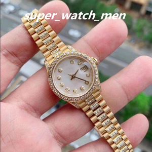 Lady's Watch Factory Sales Movimiento automático 26MM Damas 18K Oro amarillo MOP Diamond Dial Con caja / Papeles Zafiro Buceo Reloj de mujer Relojes de pulsera