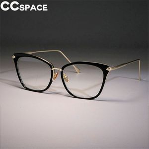 Monturas de gafas de ojo de gato sexis para mujer, gafas grandes Retro de aleación CCSPACE, marca de diseñador, gafas ópticas de moda para ordenador 45369