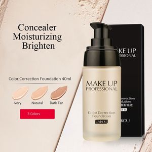 Laikou Professional Color Correction Foundation Hidratante Corrector Bases líquidas a prueba de agua 40 g Base de maquillaje correctiva facial