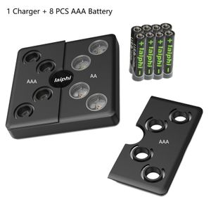 Laiphi AA AAA 1.5V Litio Batería y cargador recargable, cargando 8 AA o 8 AAA al mismo tiempo con 8 Slots Charger
