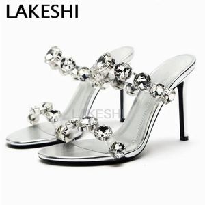 Lakeshi Luxury Diamond Womens Pump Sexy Party Bride Wedding Shoes Crystal Heels Mule Womens Summer High Talal Sandales glissantes sur 240426