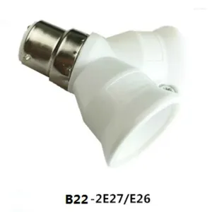 Portalámparas Universal B22 a 2E27 Bombilla 2 vías E27 Base LED Soporte de luz Bombillas Adaptador de enchufe Convertidor Blanco