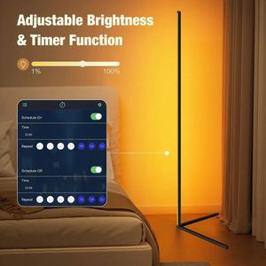 Lamps Living Room Dimmable 140cm RGB Corner Floor Lamp WIFI Smart LED Mood Light Art Home Decor Atmospheric Standing Stand Lighting