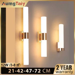 Lamps Modern LED Wall Lamp Stylish Gold Pipe Acrylic Lampshade for Living Room Corridor Bedroom Sconces Light Fixture 21/42/47/72 CMHKD230701