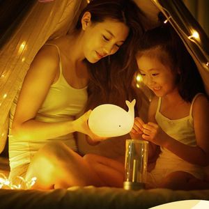 Lampes Abat-Jour Baleine Lion De Mer Veilleuse Silicone Bébé Dessin Animé Mignon Coloré Rechargeable Cadeau Pour Enfants Atmosphère Chambre Lampe Chambre De Chevet 230411