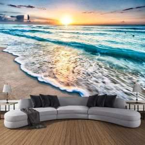 Paysage plage coucher de soleil mur de tapisserie suspendue grande chambre intérieure dortoir