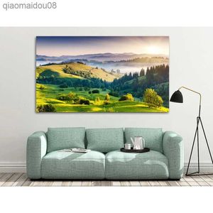 Paysage photographie mur Art collines forêt montagnes Nature plantes vertes décoration de la maison peinture toile affiches et impressions L230704