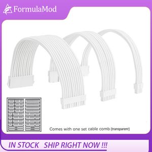Laptop Adapters Chargers FormulaMod All White PSU Extension Cable Kit Solid Color Combo 300mm ATX24Pin PCI E8Pin CPU8Pin With Combs 230712