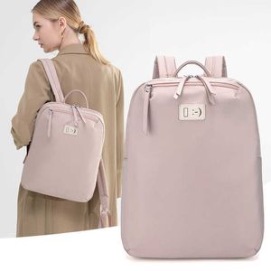 Mochila para ordenador portátil para mujer, bolsa de viaje de negocios, mochilas para portátil al aire libre, mochila grande y fina impermeable para ordenador de 14 pulgadas, color rosa HKD230828