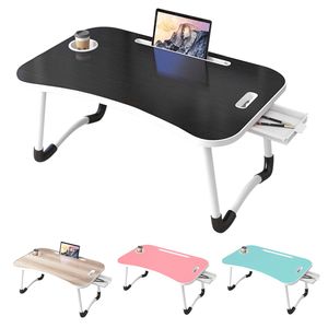 Bureau de lit pour ordinateur portable Extra Large Band Portable avec porte-gobeleur Tiroir de rangement Bureau pliable pour canapé de canapé de lit