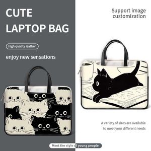 Sac à dos DIY PU pour ordinateur portable, housse de chat, pochette pour ordinateur portable, sac à poignée 12 13 14 15 17 pouces pour Macbook/HP/Asus/Acer/Lenovo, sac de transport, accessoire