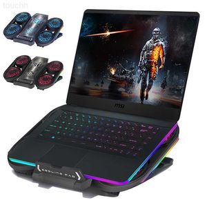 Laptopkoelpads 18 inch Dell Gaming Laptopkoeler Zes Mute Fan RGB-verlichting Koelbasis 2USB-poort Laptopkoeling Air Pad Verstelbare notebookstandaard L230923