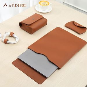 Laptop Sleeve Case Pouch for Mac Book iPad Air M1 M2 13 3 14 2 15 6 16 Pro 12 9 11 Inch Cover Bag Set Vegan Leather 231226