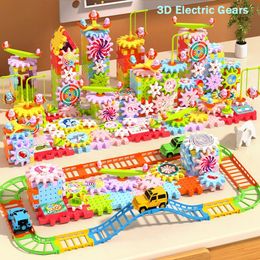 Grands engrenages électriques 3D, blocs de Construction en plastique pour maison d'enfant, briques, jouets de Construction éducatifs pour enfants, cadeaux 240329