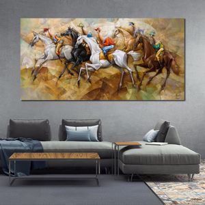 Pieza de declaración de pintura al óleo pintada a mano de caballo de arte de lienzo abstracto grande para el hogar