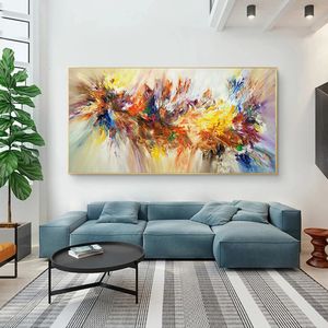Gran pintura abstracta arte colorido flor flor cartel lienzo pintura para sala de estar arte de la pared cuadros decorativos decoración del hogar 231228
