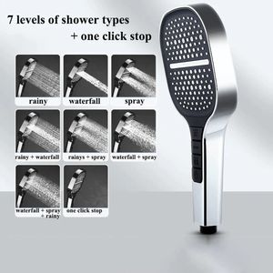 Cabezal de ducha de área grande 7 modos ajustable Presión de alta calidad Ahorro de agua Grifo Boquilla Accesorios de baño 240301