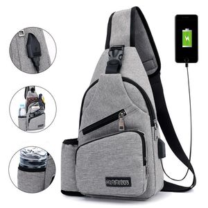 Sacs à bandoulière grande capacité sac de poitrine décontracté bandoulière hommes voyage USB charge antivol Packs fronde messager