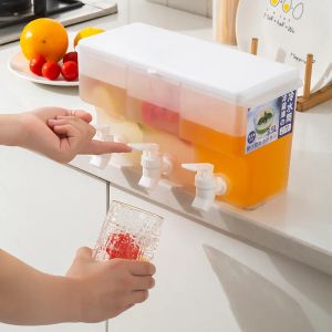 Grande capacité de boisson frigo dispensateur de bouilloire froide avec 3 robinets fruites théières de limonade de limonade de boisseurs de boisse pour les fêtes et à usage quotidien de lait 0415