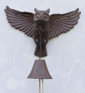 Large Cast Iron Owl Bell Home Decor Patio Garden Door Porch Cabin Lodge Welcome Dinnerbell Big Metal Animal Decoration Country Bro2031383