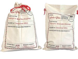 Bolsas de Navidad grandes Sacos de Papá Noel Ecológico Reutilizable Lona Diseños de sobres de algodón Almacenamiento de regalo Cierre con cordón