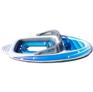 Isla inflable grande Colchón piscina Pesca con remo Barco Flotador para 6 personas Tumbona Balsa de remos acuáticos Deportes acuáticos Fiesta Plataforma flotante para divertirse